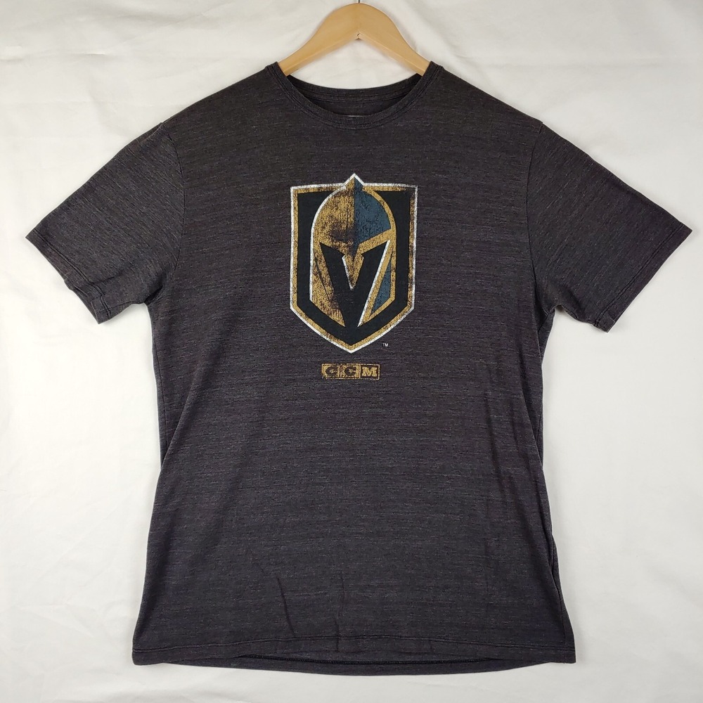 Vegas Golden Knights T Shirt Mens L Black CCM  Heather Short Sleeve Crew Neck